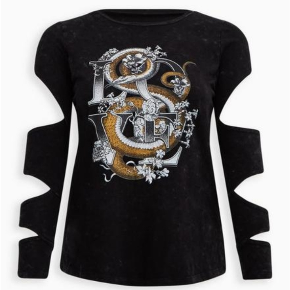 NWT TORRID LOVESICK Snake Love Cutout Tee Size3(22-24)